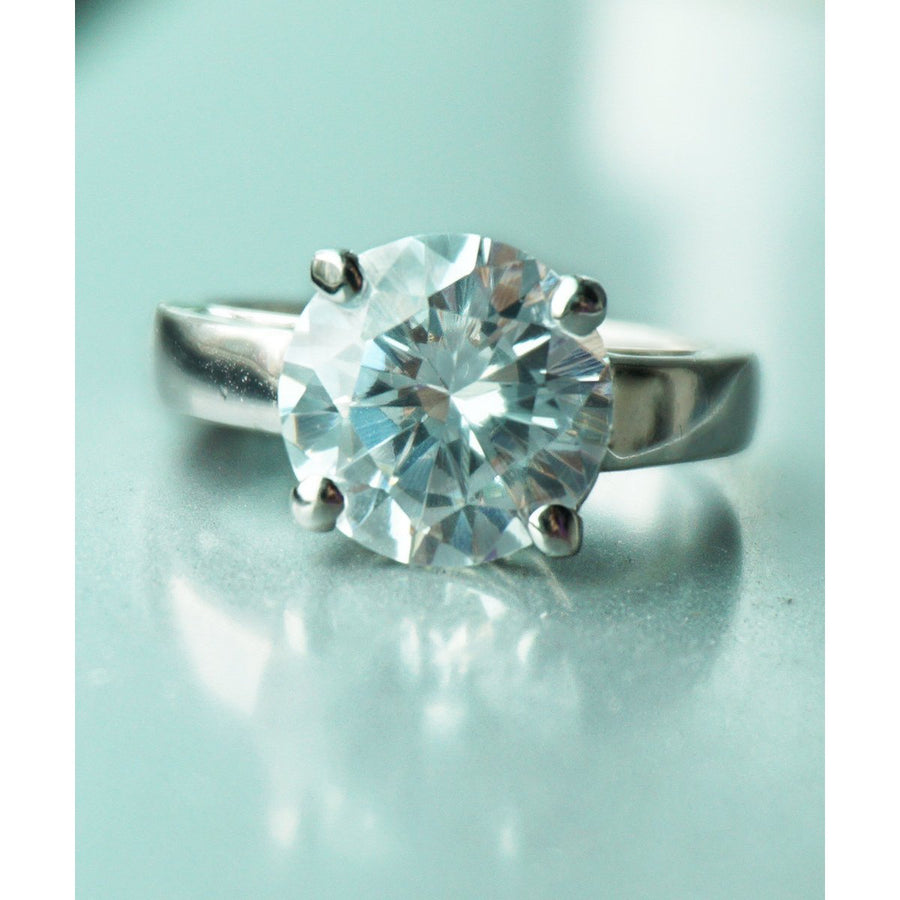 The Gabrielle Sparkling Vegan XL Diamond Crystal Celebrity Inspired Engagement Ring Image 1