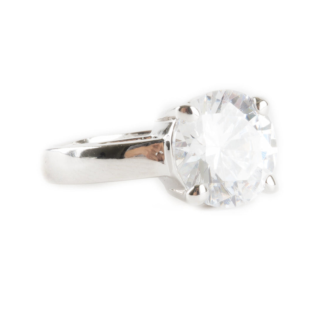 The Gabrielle Sparkling Vegan XL Diamond Crystal Celebrity Inspired Engagement Ring Image 4