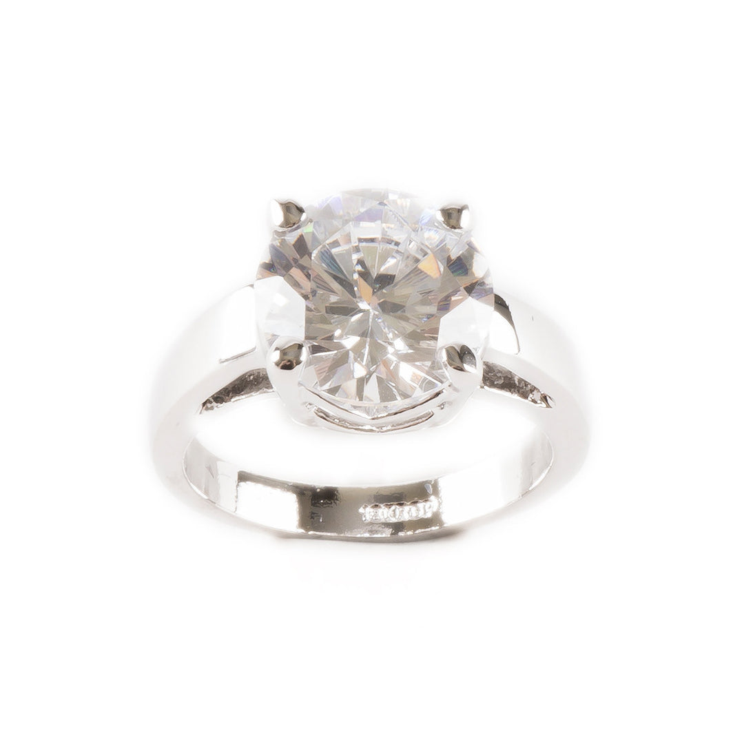 The Gabrielle Sparkling Vegan XL Diamond Crystal Celebrity Inspired Engagement Ring Image 4