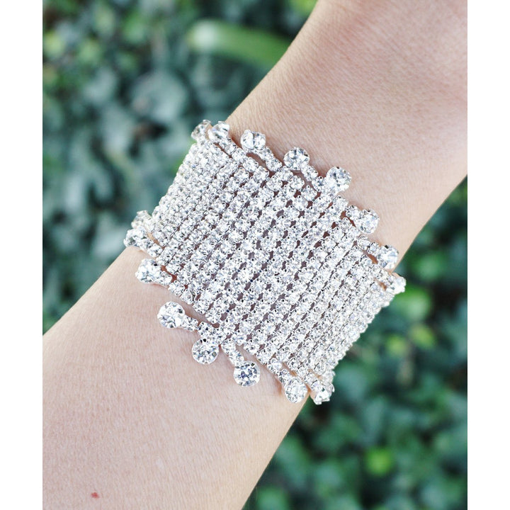 Sparkling Crystal Rhinestone Wrap Glamorous Wedding Jewelry Bracelet Image 3