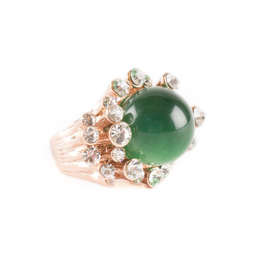 Forest Green Rose Gold Crystal Ring Image 1