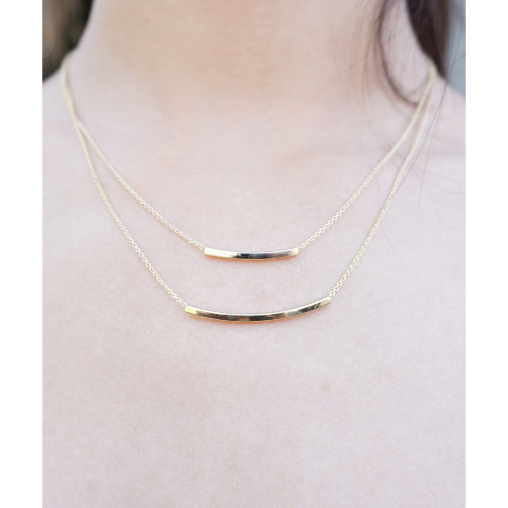 Simple Double Stacked Thin Bar Gold and Silver Layered Minimalist Dainty Fashion Necklace Image 2