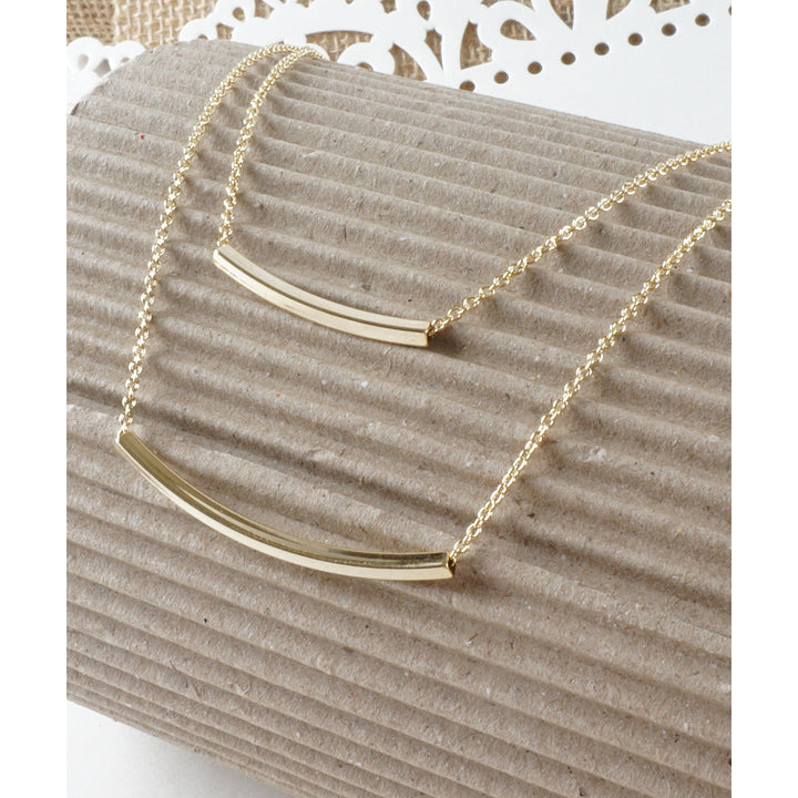 Simple Double Stacked Thin Bar Gold and Silver Layered Minimalist Dainty Fashion Necklace Image 3