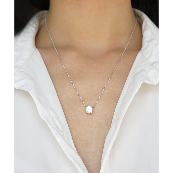 Classic Single Solitaire Clear Crystal Stone Pendant Simple Minimalist Dainty Necklace Mothers Day Gift Idea Image 1