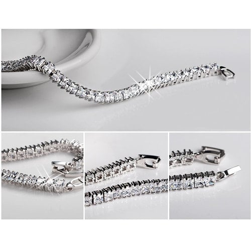 Tennis Bracelet With Square Cut Crystals Image 2