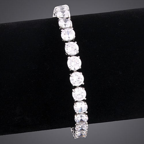 Tennis Bracelet In Genuine Rhodium Plating With Round Cut Crystals Image 4