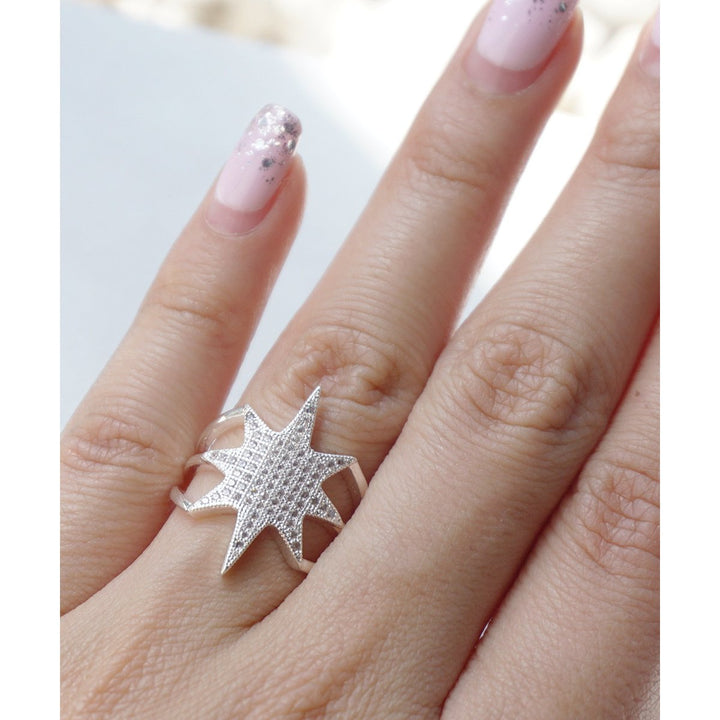 Star Explosion Silver Tone Everyday Ring Image 1