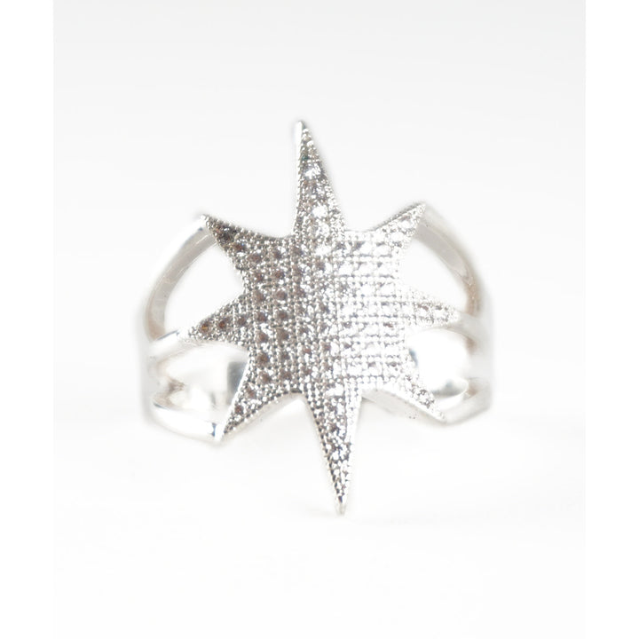 Star Explosion Silver Tone Everyday Ring Image 2