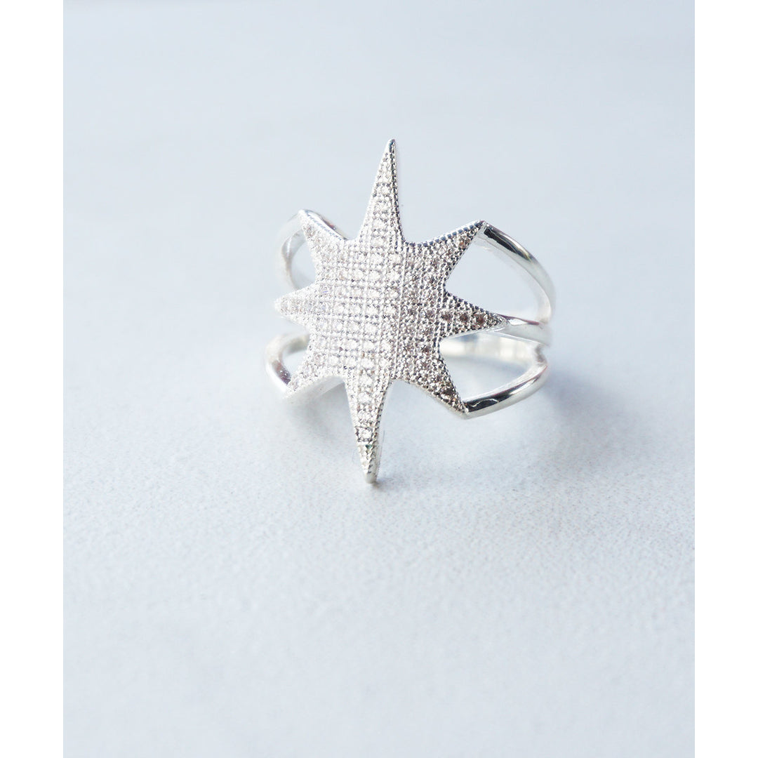 Star Explosion Silver Tone Everyday Ring Image 3