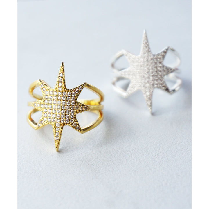 Star Explosion Silver Tone Everyday Ring Image 4