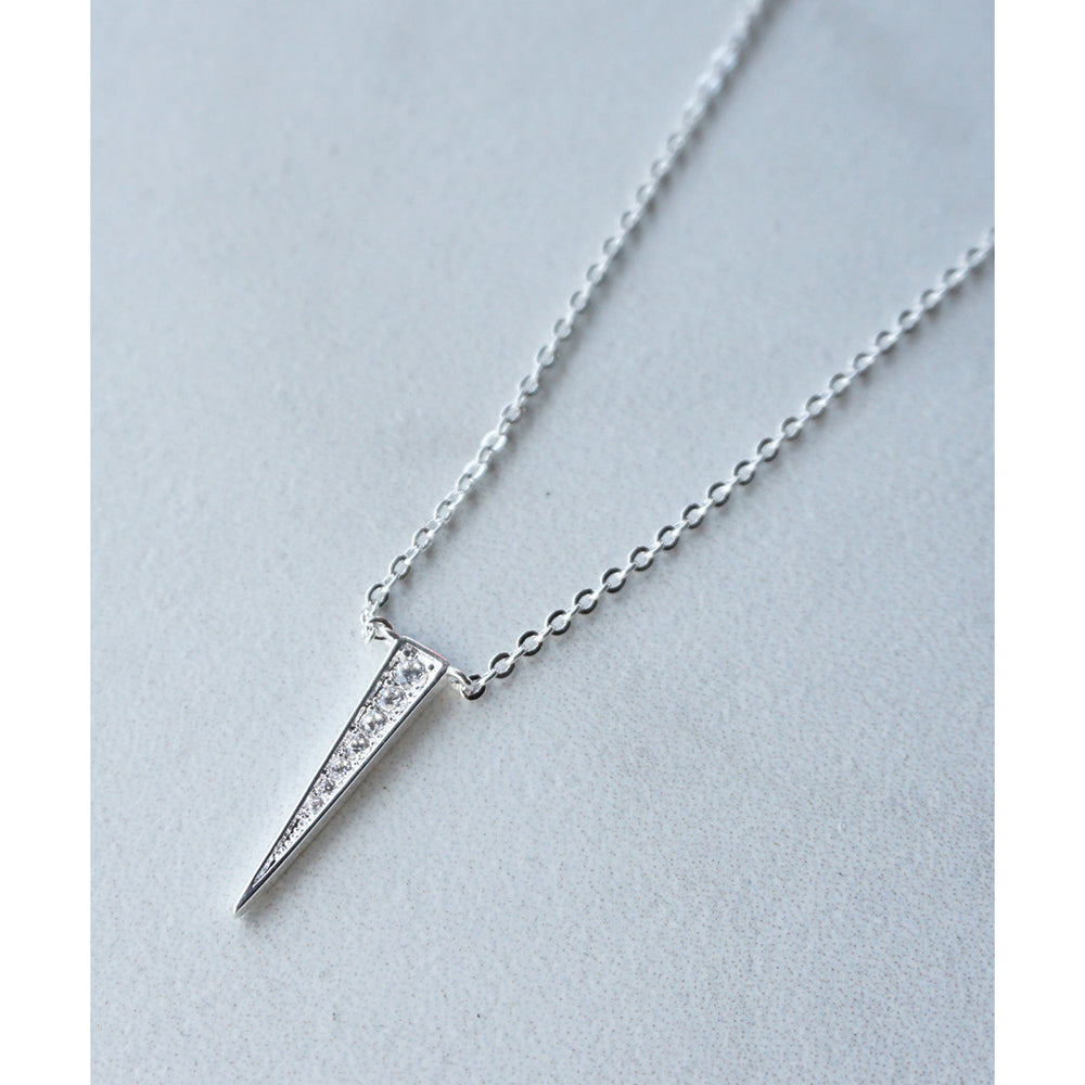 Gold or Silver Triangle Pendant Necklace with Diamonds inside Image 2