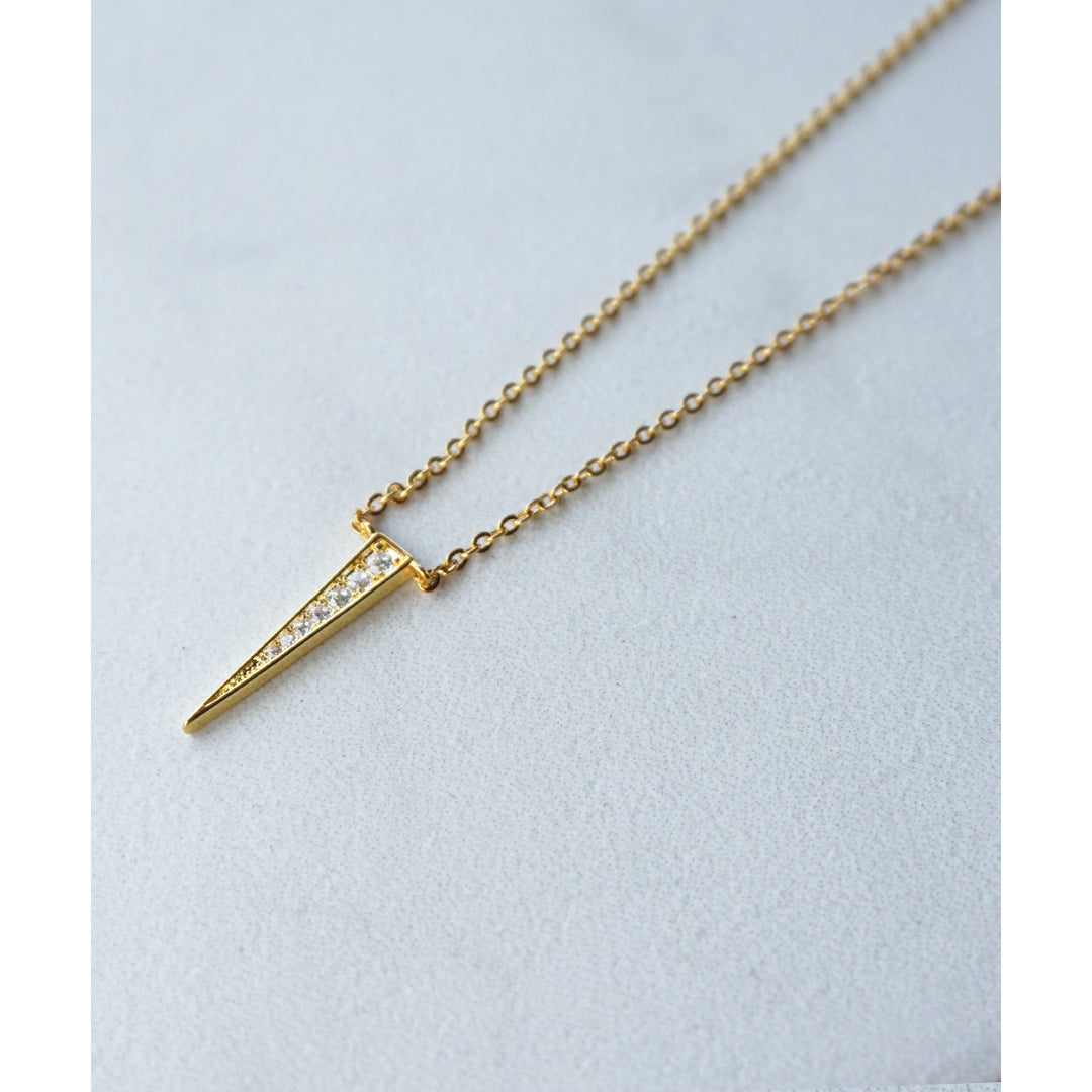 Gold or Silver Triangle Pendant Necklace with Diamonds inside Image 4