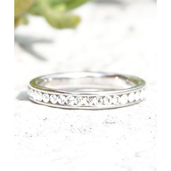 Zircon Crystal Eternity Band In Silver Or Gold Plated Simple Dainty Minimal Ring Image 4