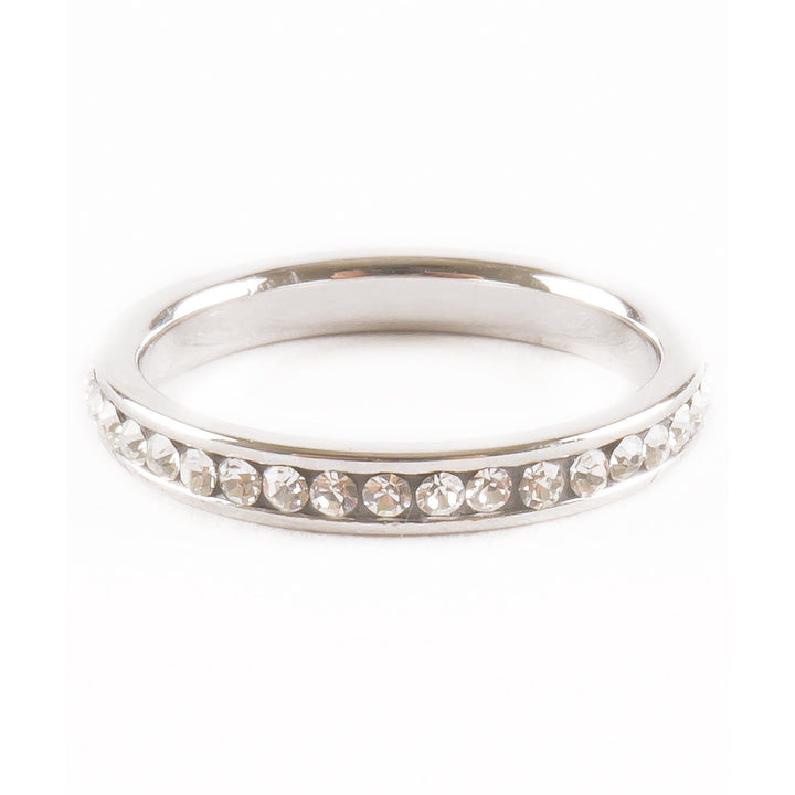 Zircon Crystal Eternity Band In Silver Or Gold Plated Simple Dainty Minimal Ring Image 4