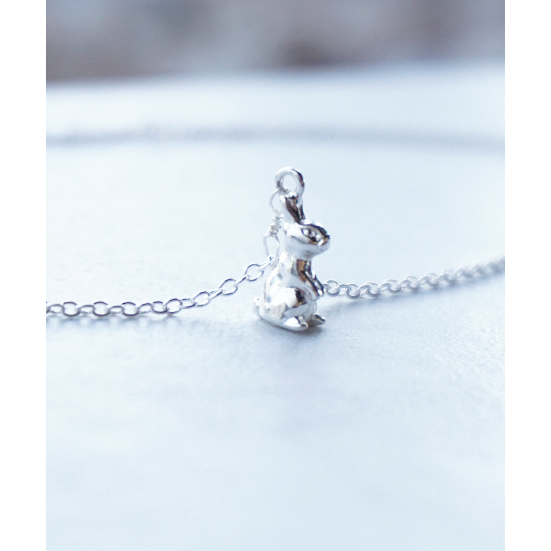 Lucky Rabbit Cute Dainty Bunny Gold or Silver Tone Everyday Charm Pendant Simple Necklace Image 3