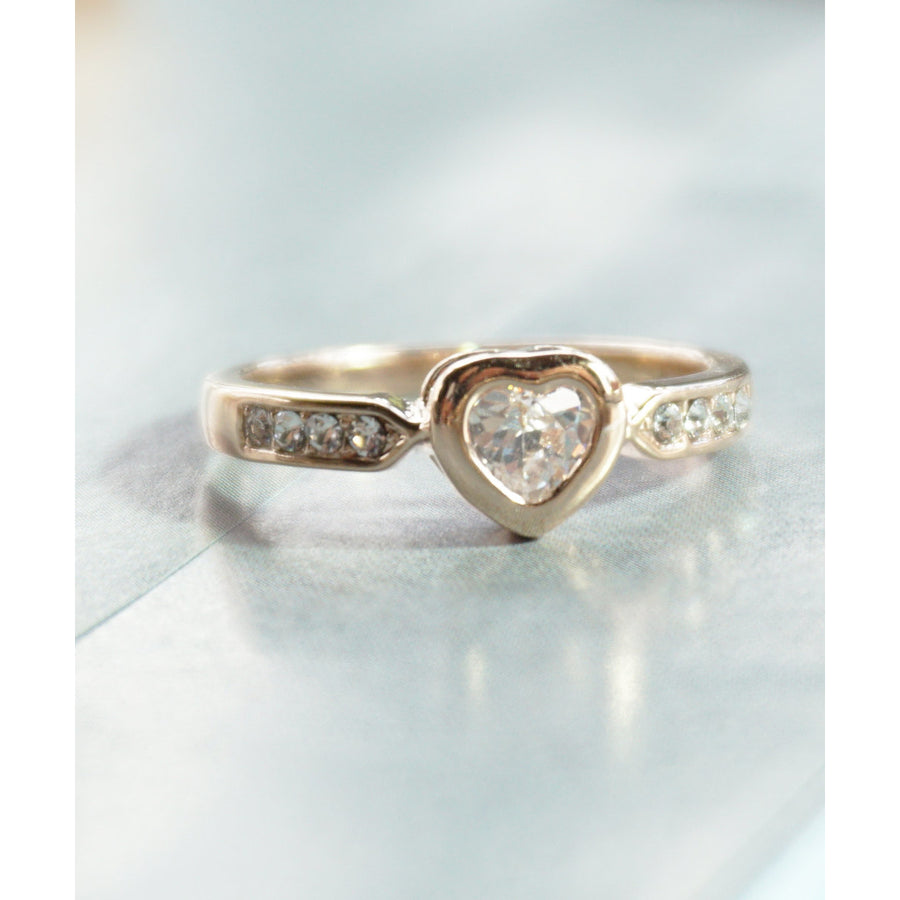 Heart Of Gold Zirconia Fashion Heart Ring Mothers Day Gift Idea Image 1