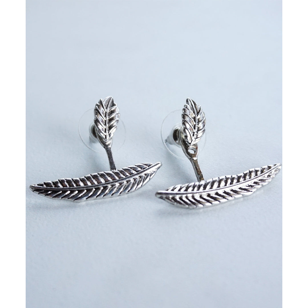 Boho Inspired Feather Leaf Ear Jackets In Vintage Inspired Gold Plated Fashion Earring Image 3