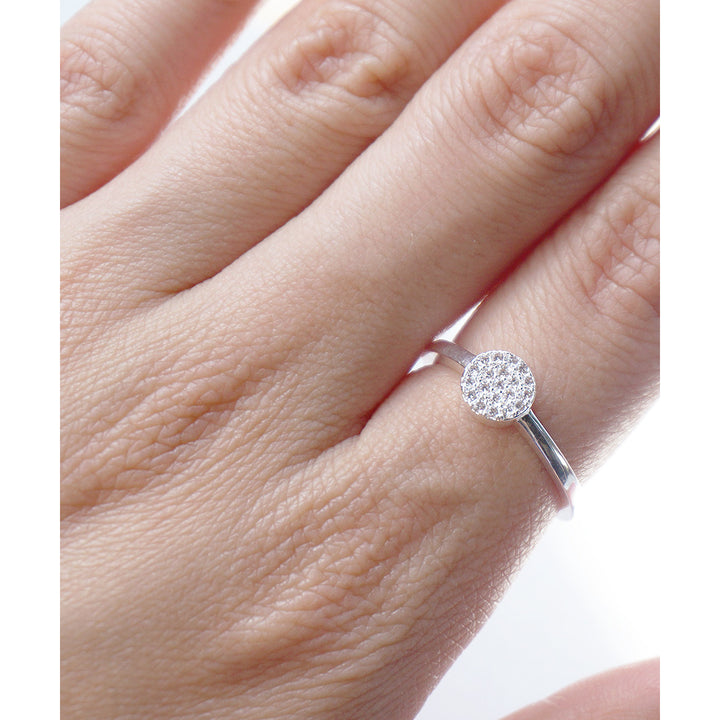 Single Pave Simple Round Bubble Gold or Silver Tone Everyday Ring Image 2