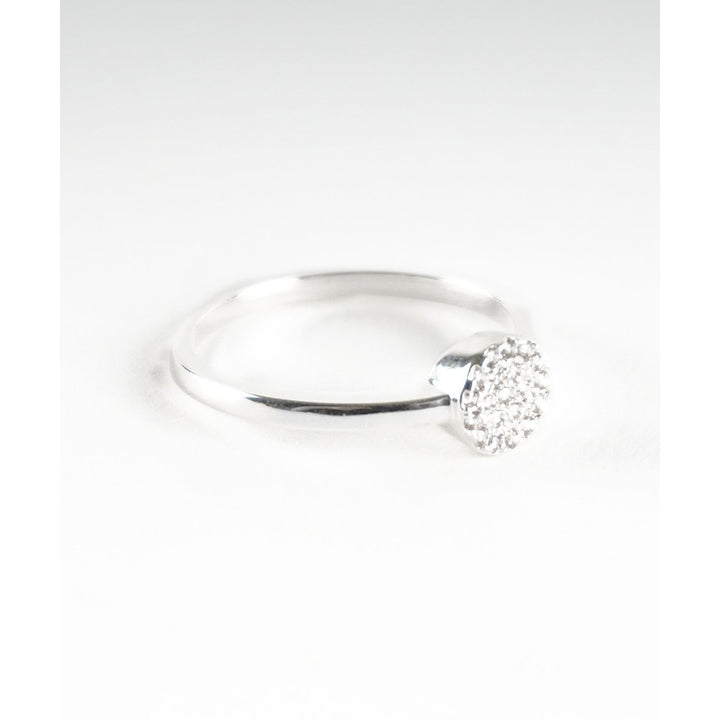 Single Pave Simple Round Bubble Gold or Silver Tone Everyday Ring Image 3