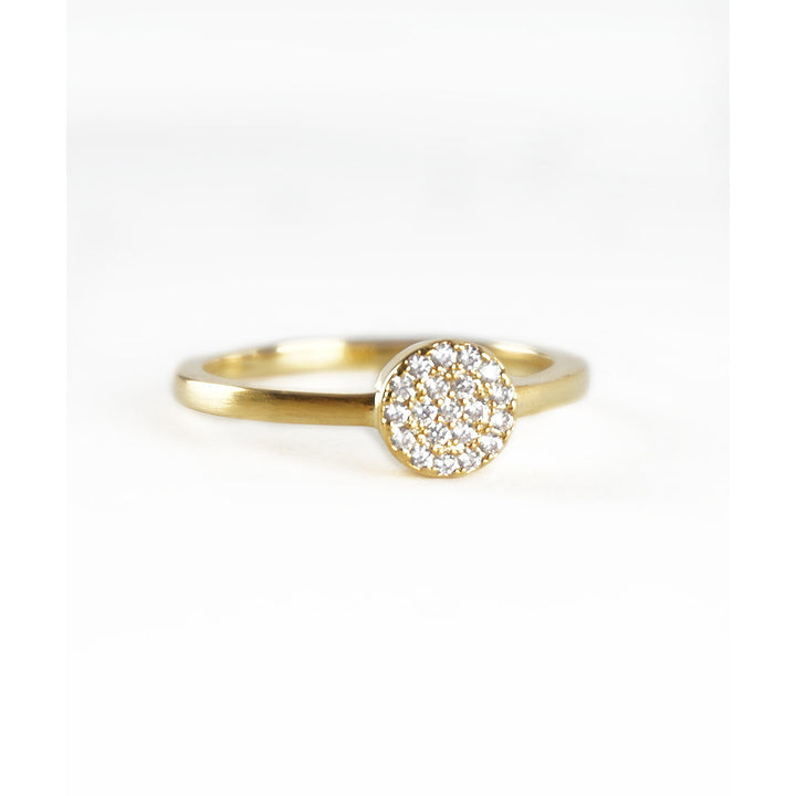 Single Pave Simple Round Bubble Gold or Silver Tone Everyday Ring Image 4