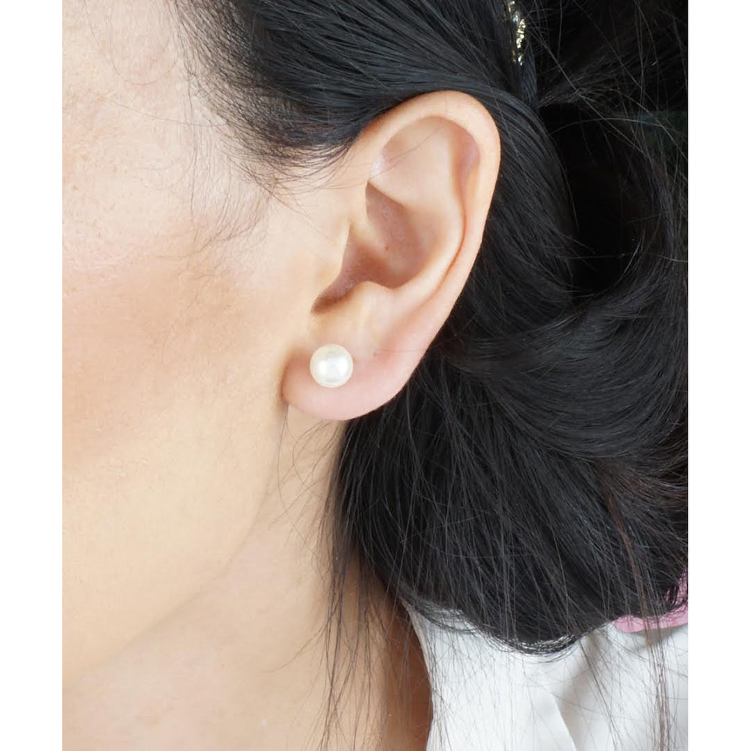 Traditional White Pearl Element Fashion Stud Earrings / Free Gift With Purchase Mothers Day Gift Idea Image 1