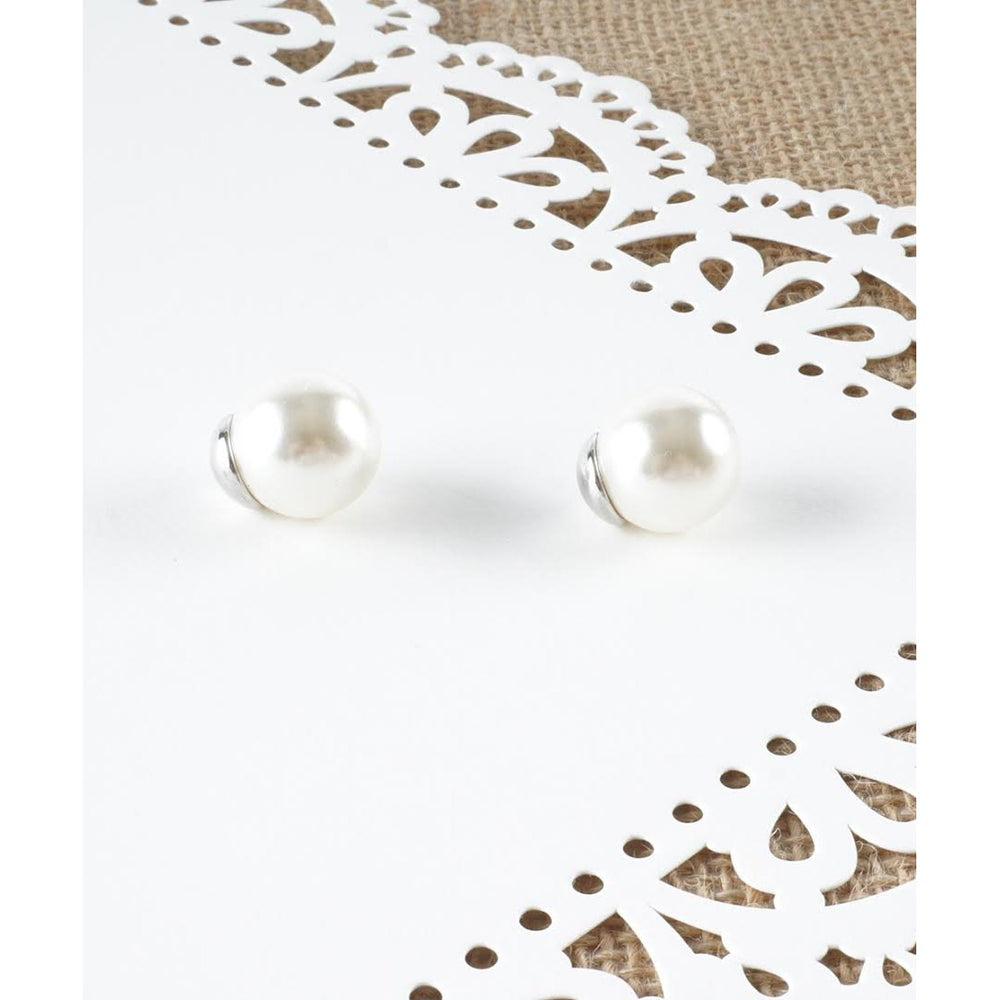 Traditional White Pearl Element Fashion Stud Earrings / Free Gift With Purchase Mothers Day Gift Idea Image 2