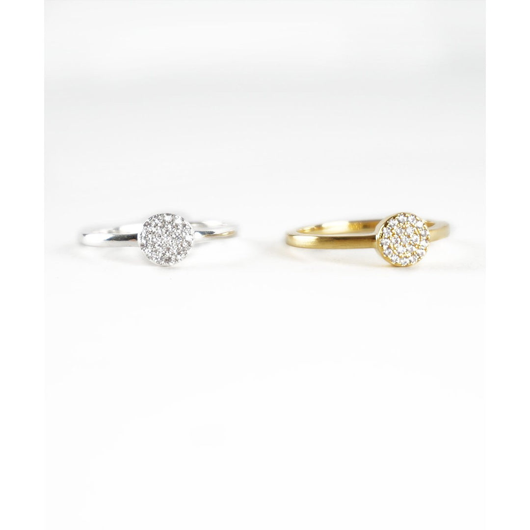 Single Pave Simple Round Bubble Gold or Silver Tone Everyday Ring Image 4