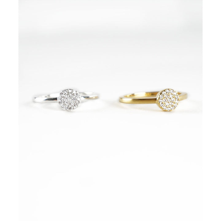 Single Pave Simple Round Bubble Gold or Silver Tone Everyday Ring Image 4