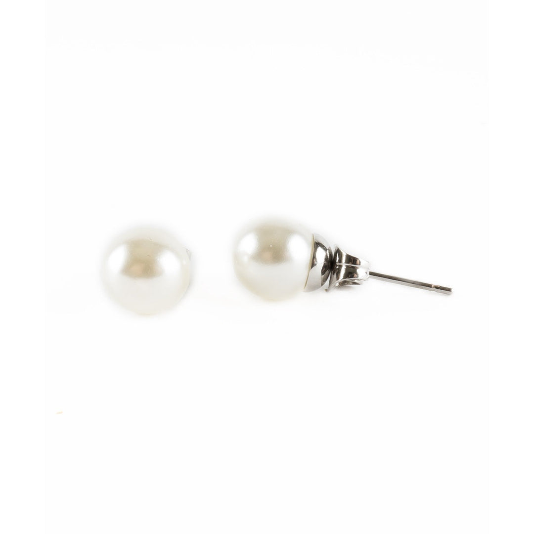 Traditional White Pearl Element Fashion Stud Earrings / Free Gift With Purchase Mothers Day Gift Idea Image 3