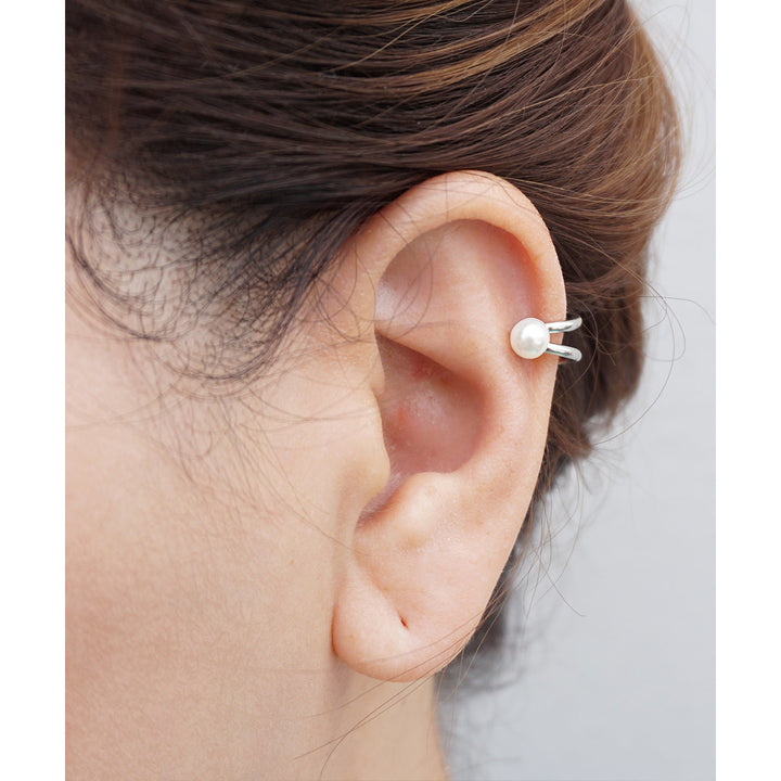 Gold or Silver Tone Pearl Ear Cuff No Pierce Minimal Dainty Fashion Earring Image 2