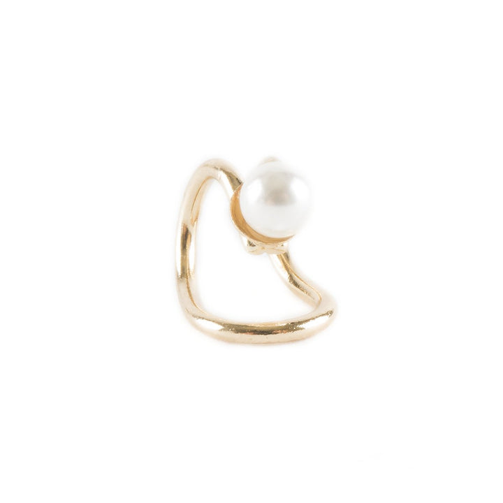 Gold or Silver Tone Pearl Ear Cuff No Pierce Minimal Dainty Fashion Earring Image 3