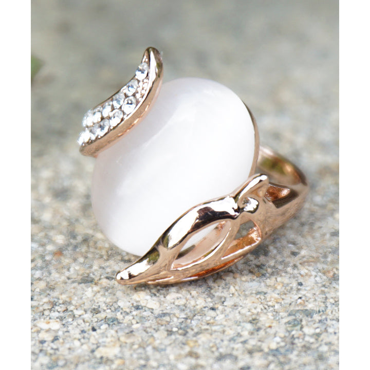 Sassy Fox With Opalite On Rose Gold Plated Base Fashion Ring Image 1