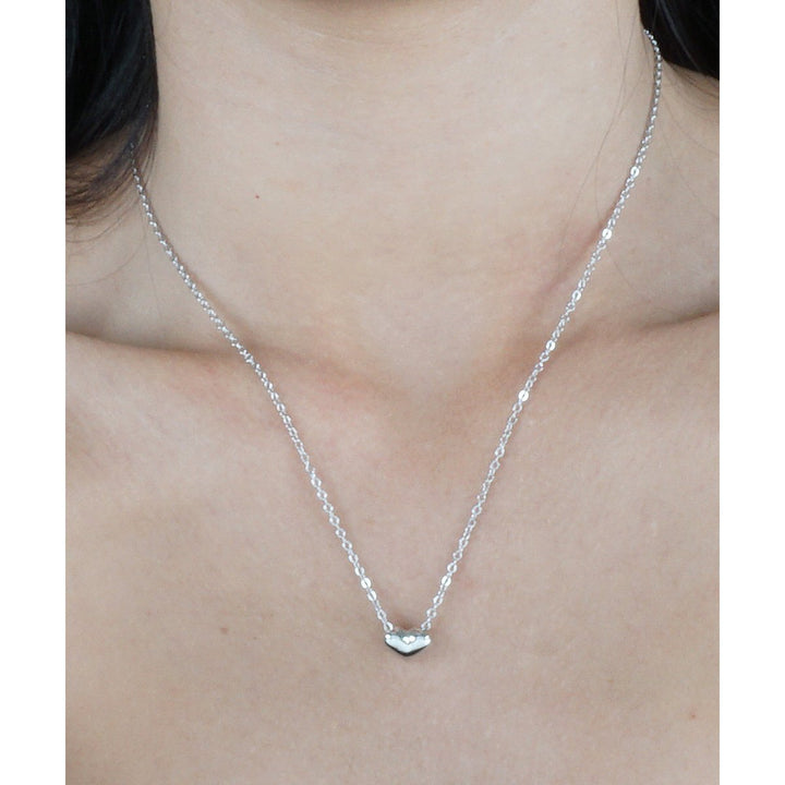 Silver Tone This Little Heart of Mine Mini Heart Minimalist Pendant Necklace Image 3