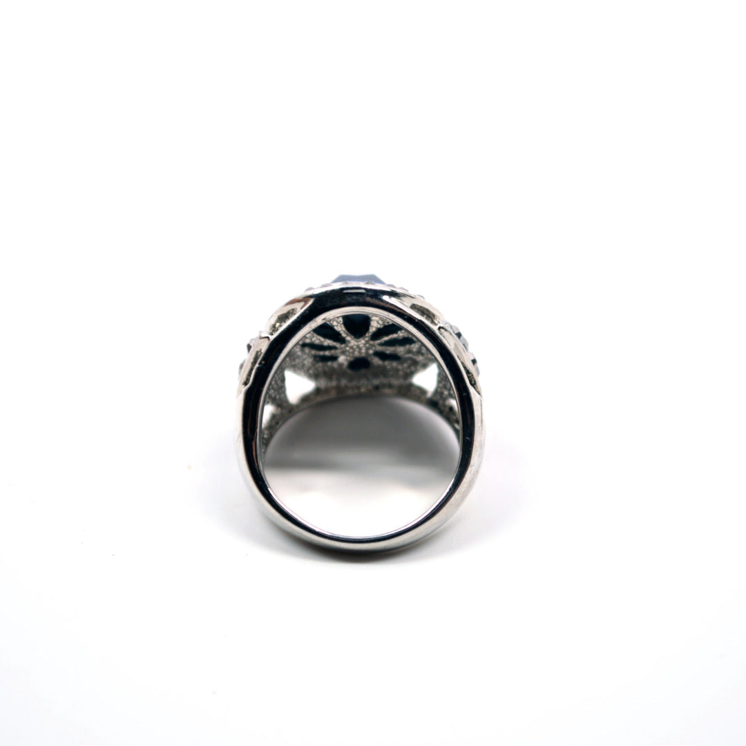 HOLIDAY CLEARANCE SALE! Silver Finish Blue Stone Womens Elegant Jewelry Ring Image 3