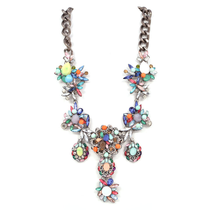 The Bohemian Summer Feel Colorful Crystal Chainmalle Statement Necklace Image 2