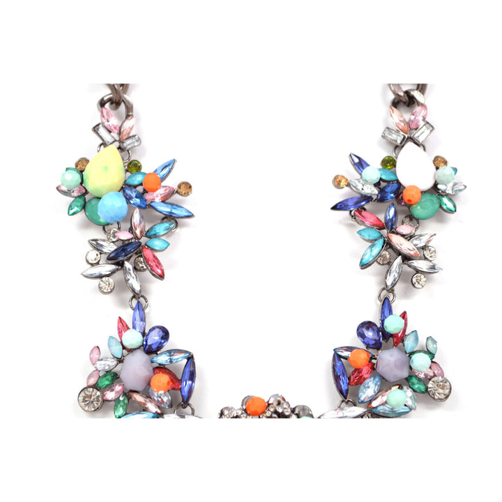 The Bohemian Summer Feel Colorful Crystal Chainmalle Statement Necklace Image 3