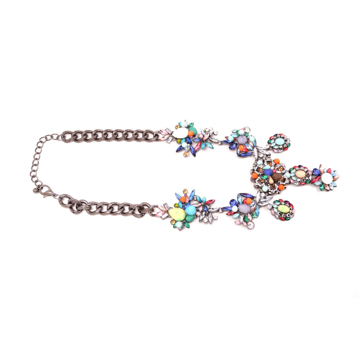 The Bohemian Summer Feel Colorful Crystal Chainmalle Statement Necklace Image 4