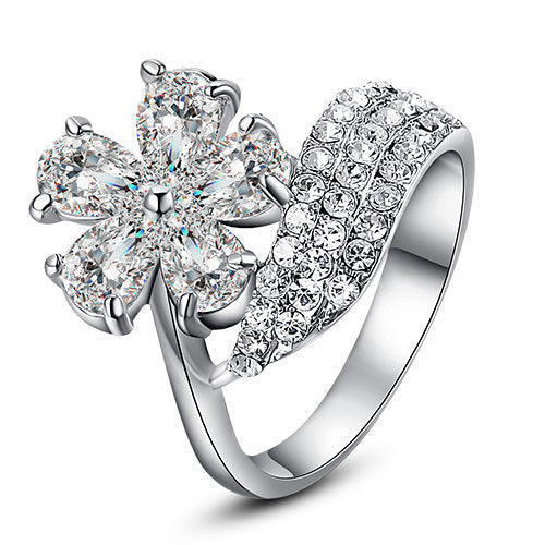 In All Your Floral Glory Vegan Diamond Fashion Statement Ring Image 1