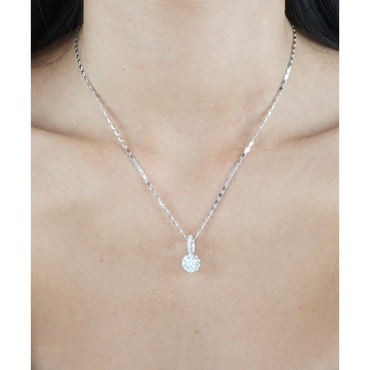 Simple Everyday Silver Dazzling Clear Crystal Drop Pendant Necklace Image 1