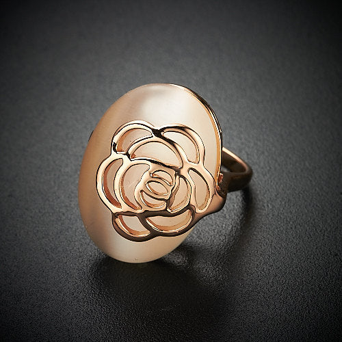 Rose Gold Opalite Fashion Ring With Rose Cut Out Detail Image 2