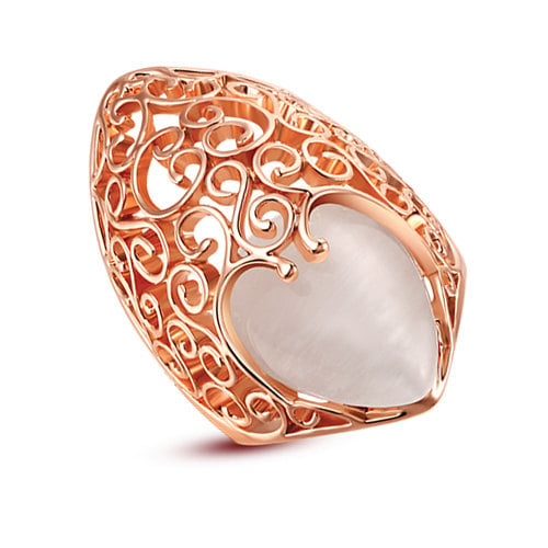 Rose Gold Filigree Cut Out Knuckle Ring with Opalite Stone Image 1