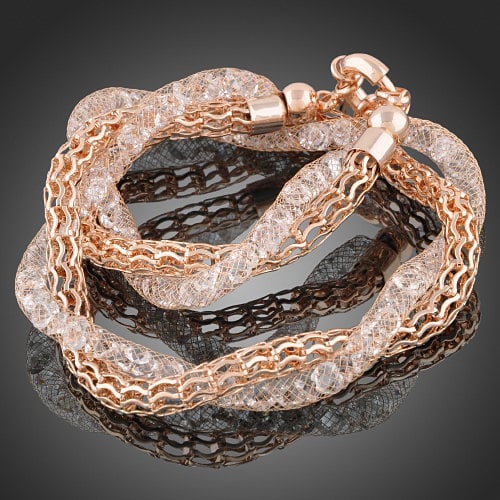 Rose Gold Finish Alloy Chainmaille Twist Designed Necklace and Earring Set Image 2