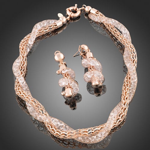 Rose Gold Finish Alloy Chainmaille Twist Designed Necklace and Earring Set Image 3