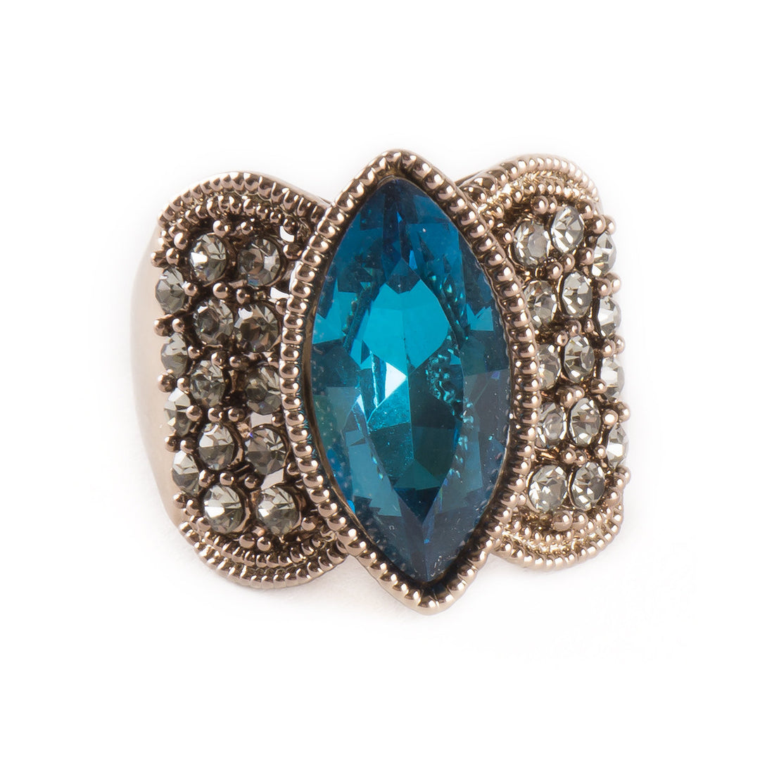 Vintage Inspired Aqua Blue Topaz Womens Gemstone Cocktail Ring Image 2