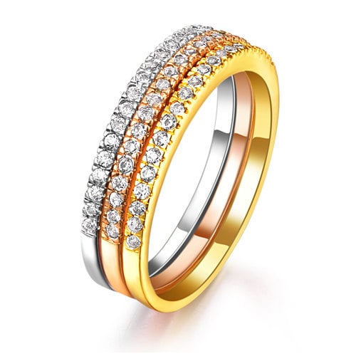 Stacking Rings Divine Trinity Pave Crystal Ring Set Image 1