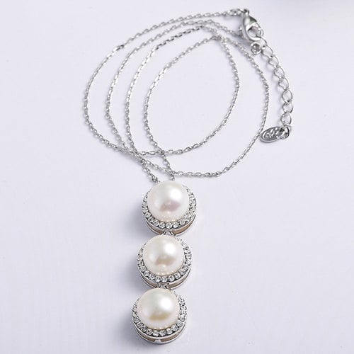 Pearl Trio With Zirconia Crystals Mothers Day Gift Idea Image 1