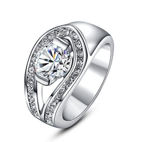 Beautiful and Charming Infinity Loop White Gold Plated Ring Image 1