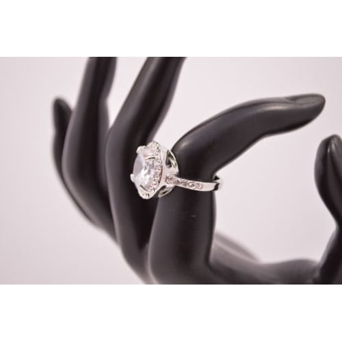18k White Gold Plated Classic Halo Round Zircon Engagement Style Ring Image 4
