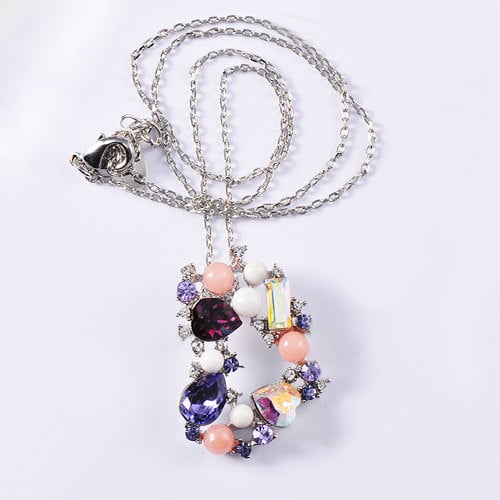 Colorful Heart Crystal Pendant Necklace Image 3