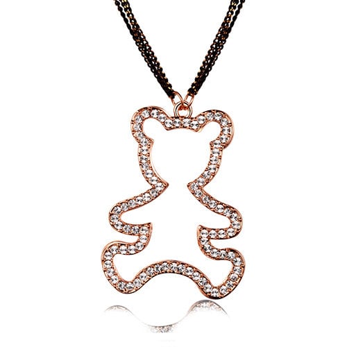 HOLIDAY CLEARANCE SALE! Gold Plated Teddy Bear Cut Out Crystal Charm Pendant Necklace Image 1